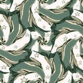 African based twirl flower type seamless pattern