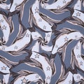 African based twirl flower type seamless pattern