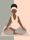 African beautiful pregnant woman practicing lotus asana. Yoga studio poster