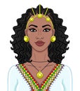 African beauty: animation portrait of the  beautiful black woman in a Afro-hair and gold jewelry. Royalty Free Stock Photo
