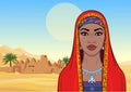 African beauty: animation portrait of the  beautiful black woman in ancient clothes and jewelry. Royalty Free Stock Photo