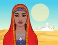 African beauty: animation portrait of the  beautiful black woman in ancient clothes and jewelry. Royalty Free Stock Photo