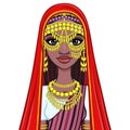 African beauty: animation portrait of the beautiful black woman in a traditional ethnic jewelry.