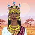 African beauty: animation portrait of the beautiful black woman in a traditional ethnic jewelry. Royalty Free Stock Photo
