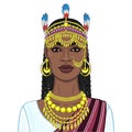 African beauty: animation portrait of the beautiful black woman in a traditional ethnic jewelry.