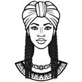 African beauty: animation portrait of the  beautiful black woman in a turban and Afro hair. Royalty Free Stock Photo