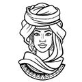 African beauty: animation portrait of the  beautiful black woman in a turban. Royalty Free Stock Photo