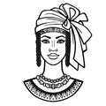 African beauty: animation portrait of the  beautiful black woman in a turban. Royalty Free Stock Photo