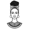 African beauty: animation portrait of the  beautiful black woman in a turban. Royalty Free Stock Photo