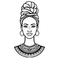 African beauty: animation portrait of the beautiful black woman in a turban.