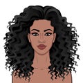 African beauty. Animation portrait of the young beautiful black woman with curly hair.