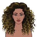 African beauty. Animation portrait of the young beautiful black woman with curly hair. Royalty Free Stock Photo