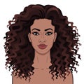 African beauty. Animation portrait of the young beautiful black woman with curly hair. Royalty Free Stock Photo