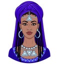 African beauty. Animation portrait of the young black woman in a turban. Royalty Free Stock Photo