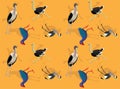 African Bird Cartoon Character Seamless Wallpaper Set 2