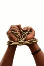 African black hands in chains Royalty Free Stock Photo