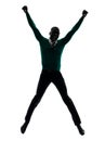 African black man jumping happy silhouette Royalty Free Stock Photo