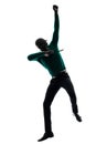 African black man jumping happy silhouette Royalty Free Stock Photo