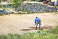 African black man working in a subsistence farming cultive. Empty copy space Royalty Free Stock Photo