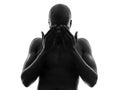 African black muslim man praying silhouette Royalty Free Stock Photo