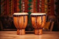 african bongo drums on a wooden surface Royalty Free Stock Photo