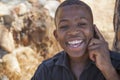 African boy on cell phone Royalty Free Stock Photo