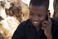 African boy on cell phone Royalty Free Stock Photo