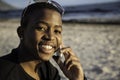 African boy on cell phone Royalty Free Stock Photo