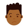 African boy head emoji with facial emotions, avatar character, man grieved face with different emotions concept. flat Royalty Free Stock Photo