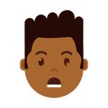 African boy head emoji with facial emotions, avatar character, man grieved face with different male emotions concept Royalty Free Stock Photo