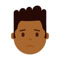 African boy head emoji with facial emotions, avatar character, man grieved face with different male emotions concept Royalty Free Stock Photo