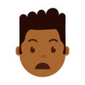 African boy head emoji with facial emotions, avatar character, man grieved face with different male emotions concept Royalty Free Stock Photo