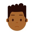 African boy head emoji with facial emotions, avatar character, man sorrowful face with different male emotions concept Royalty Free Stock Photo