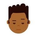 African boy head emoji with facial emotions, avatar character, man sorrowful face with different male emotions concept Royalty Free Stock Photo