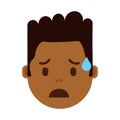 African boy head emoji personage icon with facial emotions, avatar character, man crying face with different male Royalty Free Stock Photo