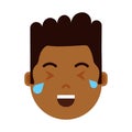 African boy head emoji personage icon with facial emotions, avatar character, man crying face with different male Royalty Free Stock Photo