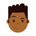 African boy head emoji personage icon with facial emotions, avatar character, man cunning face with different male