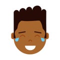 African boy head emoji personage icon with facial emotions, avatar character, man happy crying face with different male Royalty Free Stock Photo