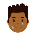 African boy head emoji personage icon with facial emotions, avatar character, man happy crying face with different male Royalty Free Stock Photo