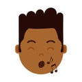 African boy head emoji personage icon with facial emotions, avatar character, man show singing face with different male Royalty Free Stock Photo
