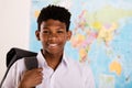 African boy in his school uniform and backpack Royalty Free Stock Photo