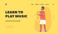 African Boy Playing Saxophone Landing Page Template. Child Perform Concert, Blow Musician Composition Royalty Free Stock Photo