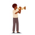 African Boy Playing on Trumpet Perform Concert, Blowing Musician Composition. Kid Playing Jazz, Music Entertainment Royalty Free Stock Photo