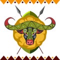 African Buffalo. Africa's animal in color pattern vector illustration.