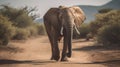 African bush elephant - Loxodonta family Africana walkin. Generative AI Royalty Free Stock Photo