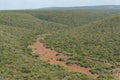 African bushveld panorama with wild animal tracks on the ground Royalty Free Stock Photo