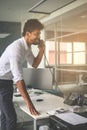 African business man having conversation on Landline phone. Business man in office. Royalty Free Stock Photo