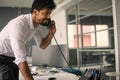 African business man having conversation on Landline phone. Busi Royalty Free Stock Photo