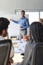 African business man presenter manager giving presentation in office. Vertical Royalty Free Stock Photo