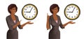 African business woman with a clock Royalty Free Stock Photo